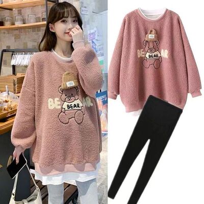 内搭上衣孕妇加绒加厚打底假两件