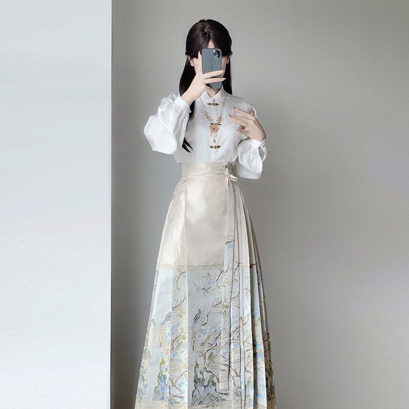 新中式高端织金马面裙套装女春季款日常国风明制汉服2025新款