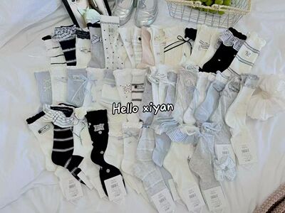 禧颜  2624女士高筒薄款纯棉装饰袜韩系潮款百搭五双装