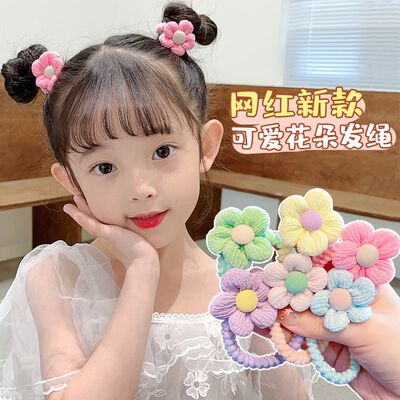 韩版加粗前额小花发绳