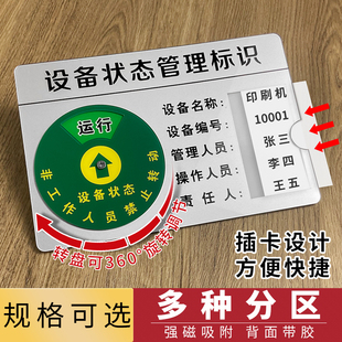 设备状态管理标识牌旋转运行状态卡仪器机器管理卡标示牌指示牌