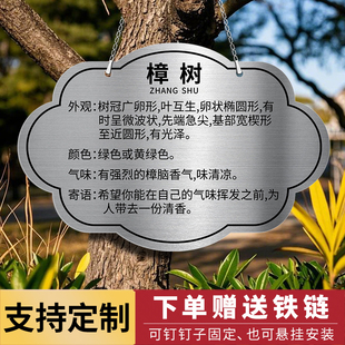 不锈钢树牌挂牌定制植物绿植吊牌树木标识介绍牌树名牌铭牌花草牌