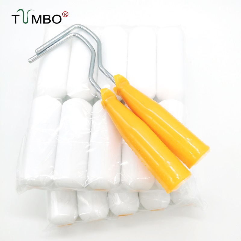 工厂直销跨境4寸海绵滚刷油性绘画无刷痕双圆补墙修边改色高密度