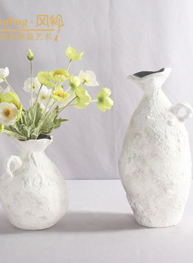 新中式几何陶瓷花器样板间售楼处酒店博古架会客厅花瓶摆件