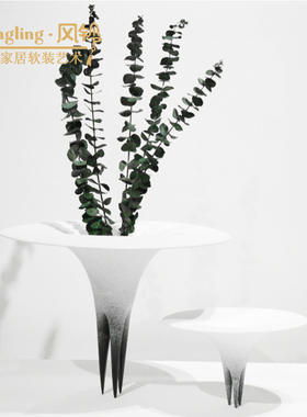 侘寂风禅意大口花瓶摆件自然风格复古磨砂素烧民宿茶几陶碗