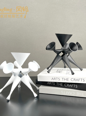 现代简约黑白金属抽象分子球摆件客厅茶几办公室样板间饰品