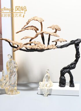 简约现代国画意境新中式摆件样板房间书房茶室家居软装饰品