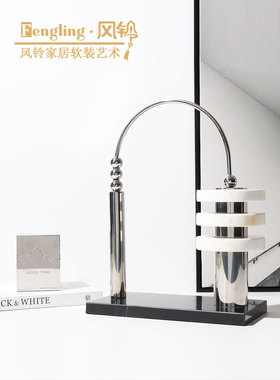 轻奢几何休闲益智游戏积木摆件样板间不锈钢大理石珠算摆设