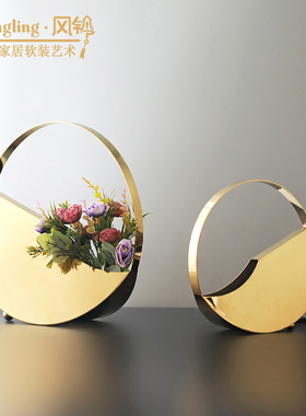 轻奢不锈钢装饰品花器摆件