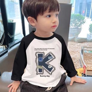 洋气男童上衣薄款 春秋T恤儿童打底宝宝童装 百搭 长袖 卡通2025新款