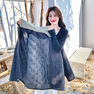 深灰色韩系复古拼接工装风羽绒服女2025冬季新款90白鸭绒爆款外套图片