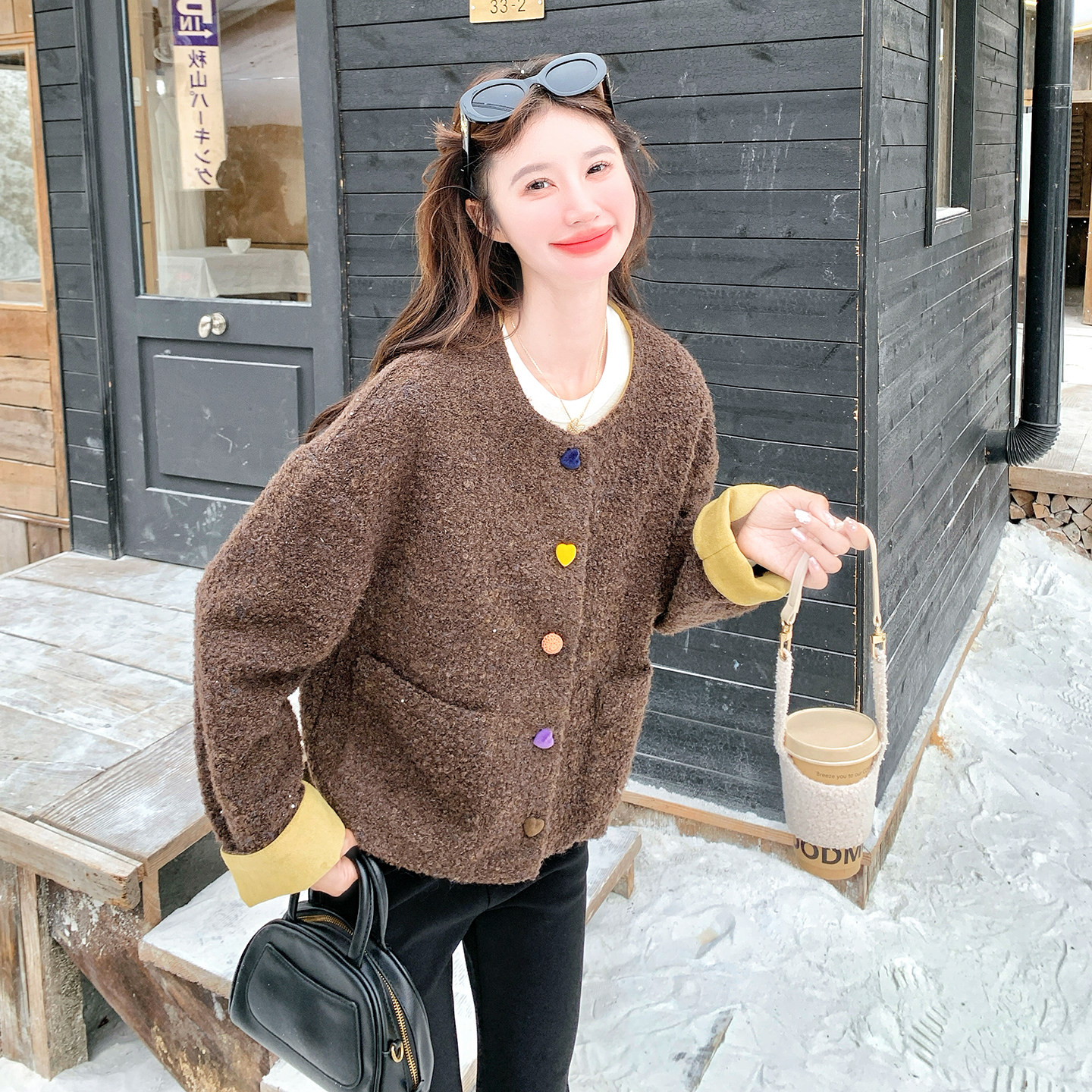 加棉羊羔毛短外套女2D115-C867-P185-K278,女装短外套,2D115