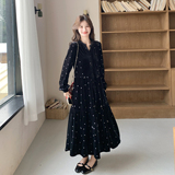 金丝绒刺绣连衣裙女2D115-C898-P155-K228，女装连衣裙，2D115