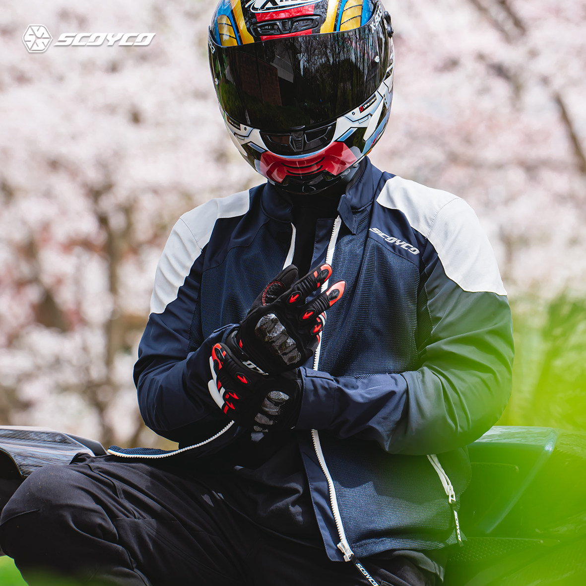 赛羽摩托车通勤赛车服夏季骑士防摔机车骑行服夹克透气男款玄武士