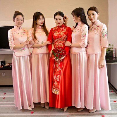 Chinese style marry Sisters Bridesmaid Head full dress Republic of China Fifty-four Guzheng Costume Pink longuettein the Women's clothing/Boutique , Costume/National costume/Stage costumes , National costume/Costumes  category - from Buy2taobao.com to provide professional Taobao agent buy service