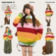 KEIKO 多巴胺彩虹色条纹毛衣25早秋韩系氛围感穿搭慵懒宽松针织衫