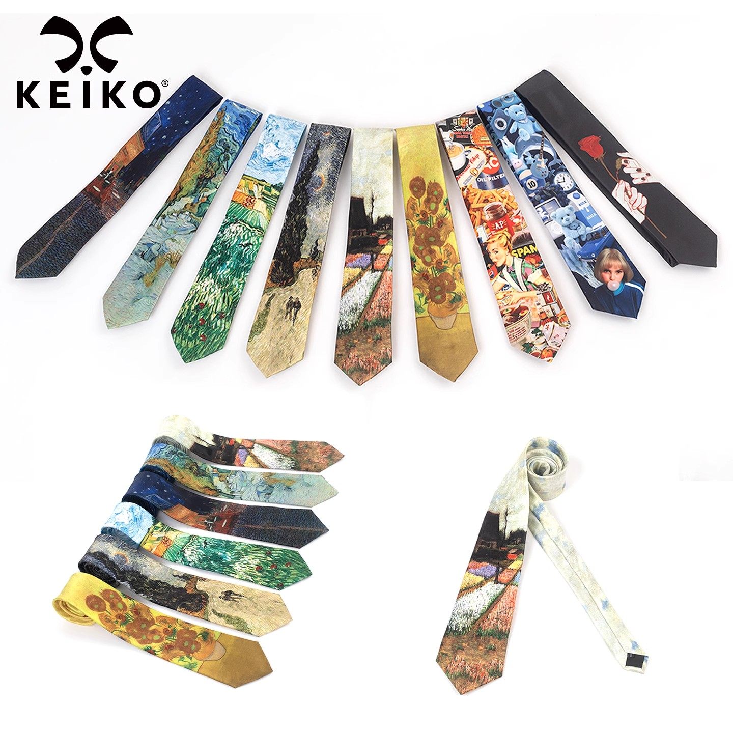 KEIKO 复古文艺风印花领带,服饰配件/皮带/帽子/围巾,领带,淘宝优惠券,粉丝福利购,淘宝优惠卷