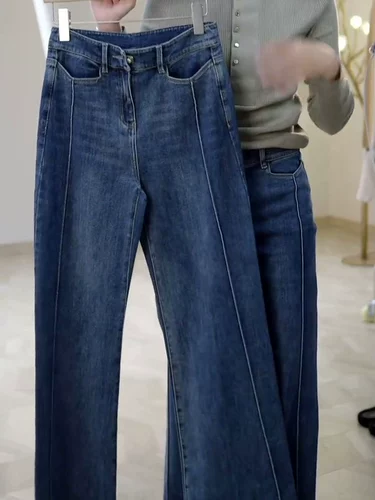 Прямые свободные джинсы, весенние элитные модные штаны, свободный прямой крой, 2025 года, тренд сезона, высокая талия