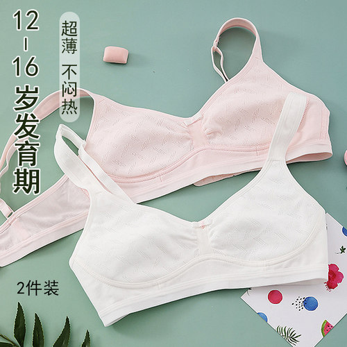 少女内衣2件装纯棉薄款透气背扣