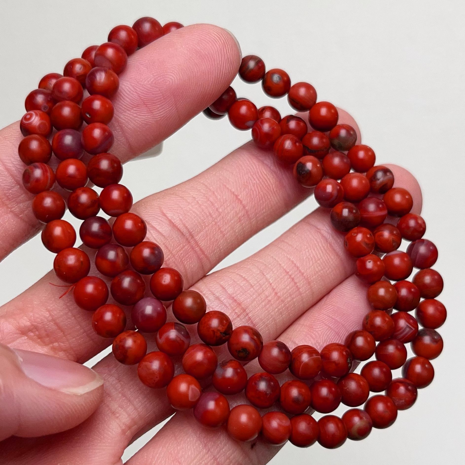 409C09凉山九口料南红九口鸡血包浆多圈手串