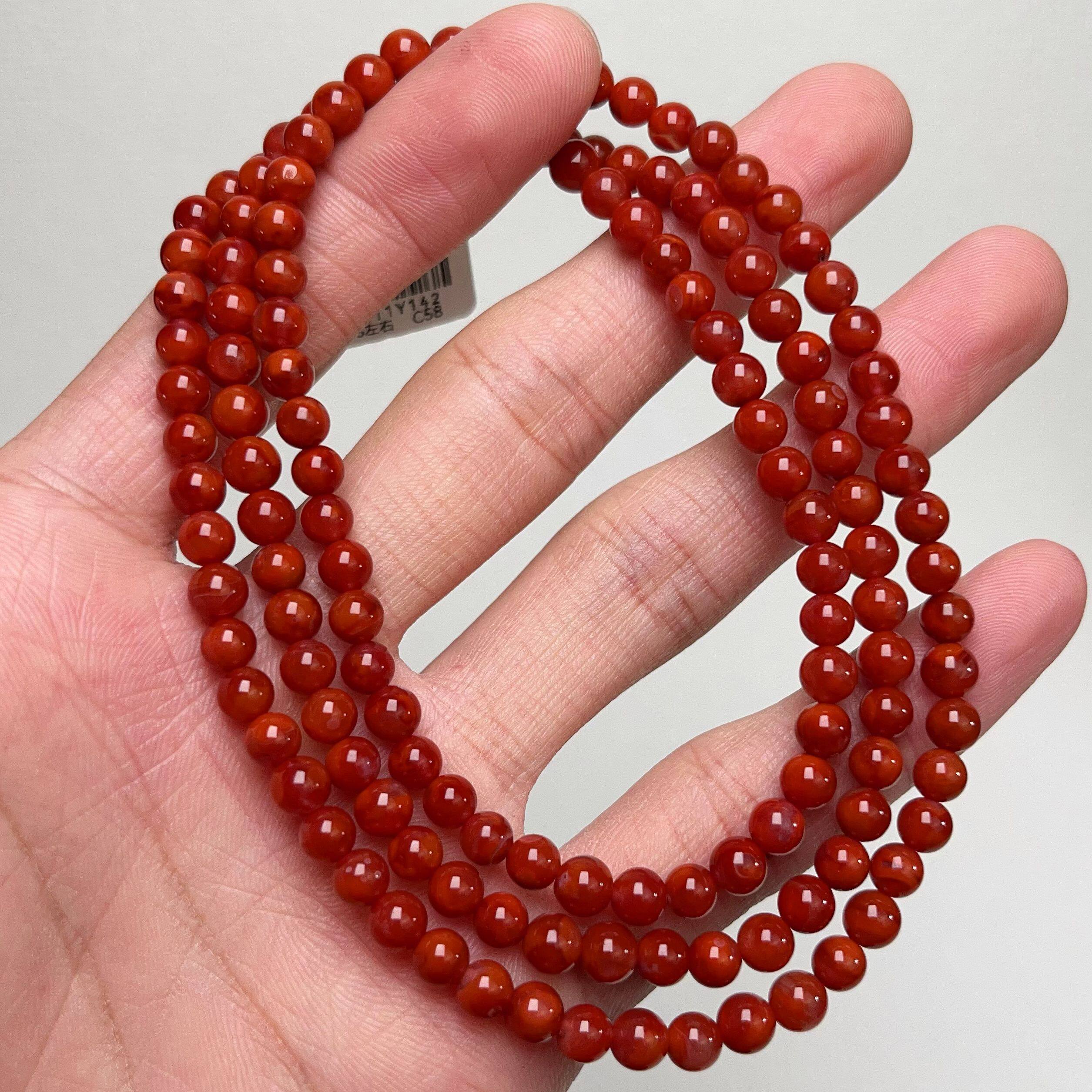 142C58凉山瓦西料南红火焰多圈手串