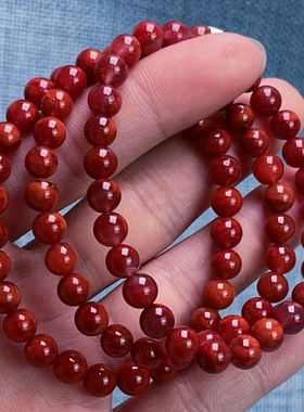 03Q212凉山瓦西料南红柿子锦妖火焰单圈手串多样性发其一