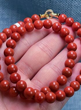 01F86凉山瓦西料南红原矿纯正柿子锦项链妈妈链