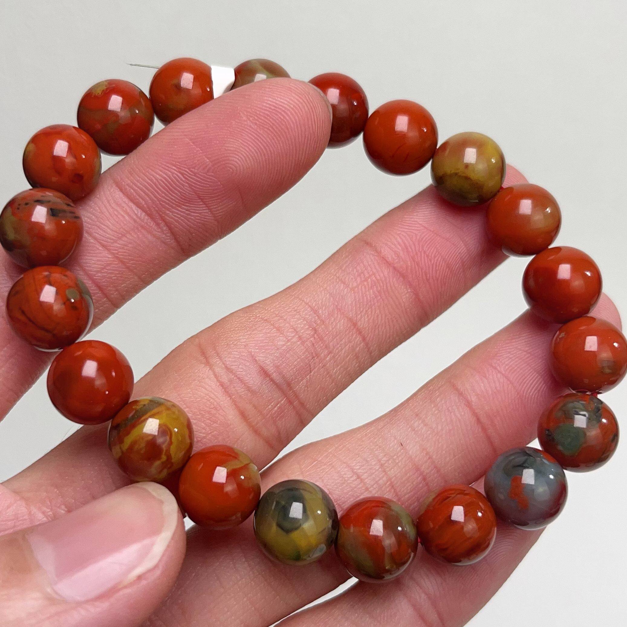 3104F104大山包南红三彩包浆单圈手串