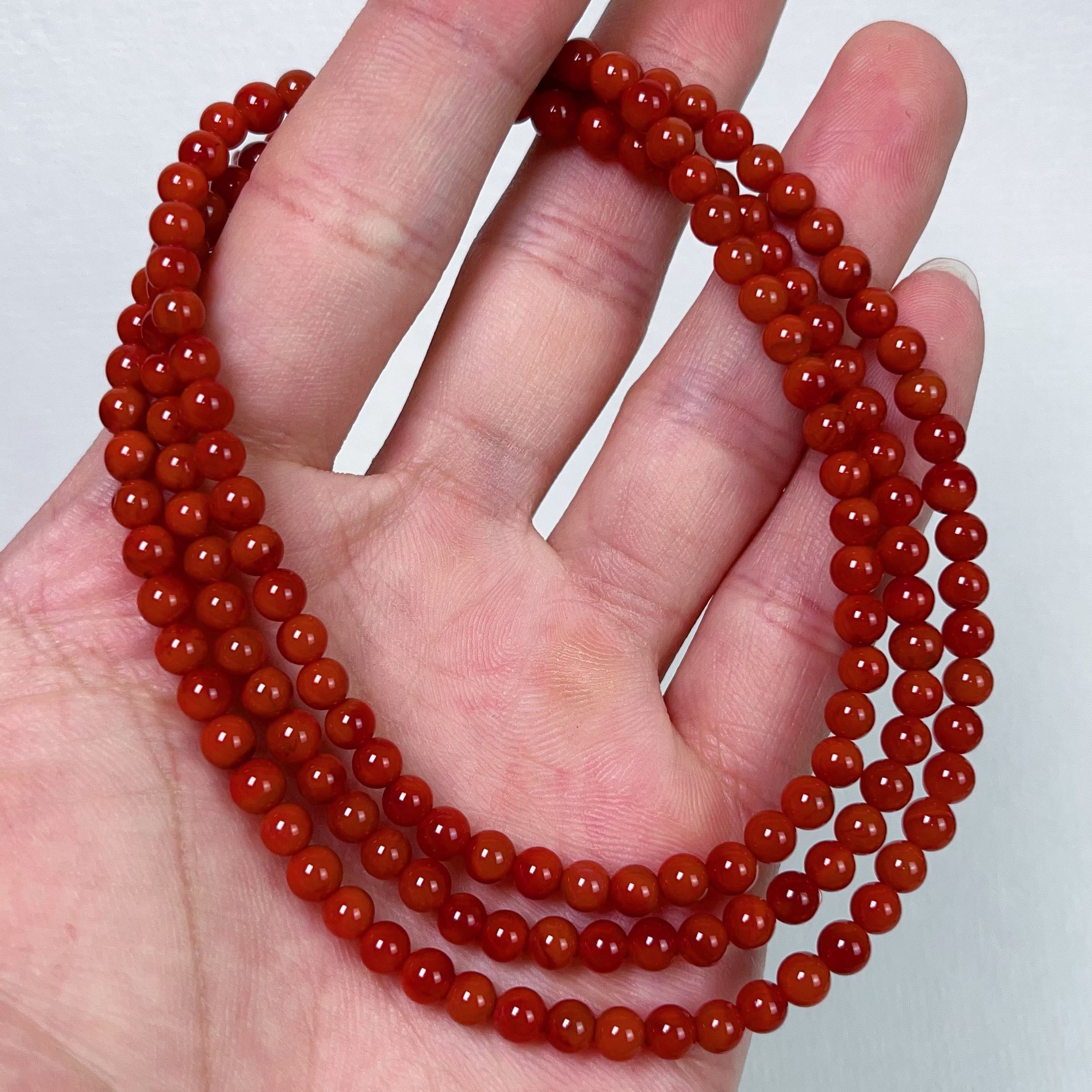 338C44凉山瓦西料南红柿子锦多圈手串