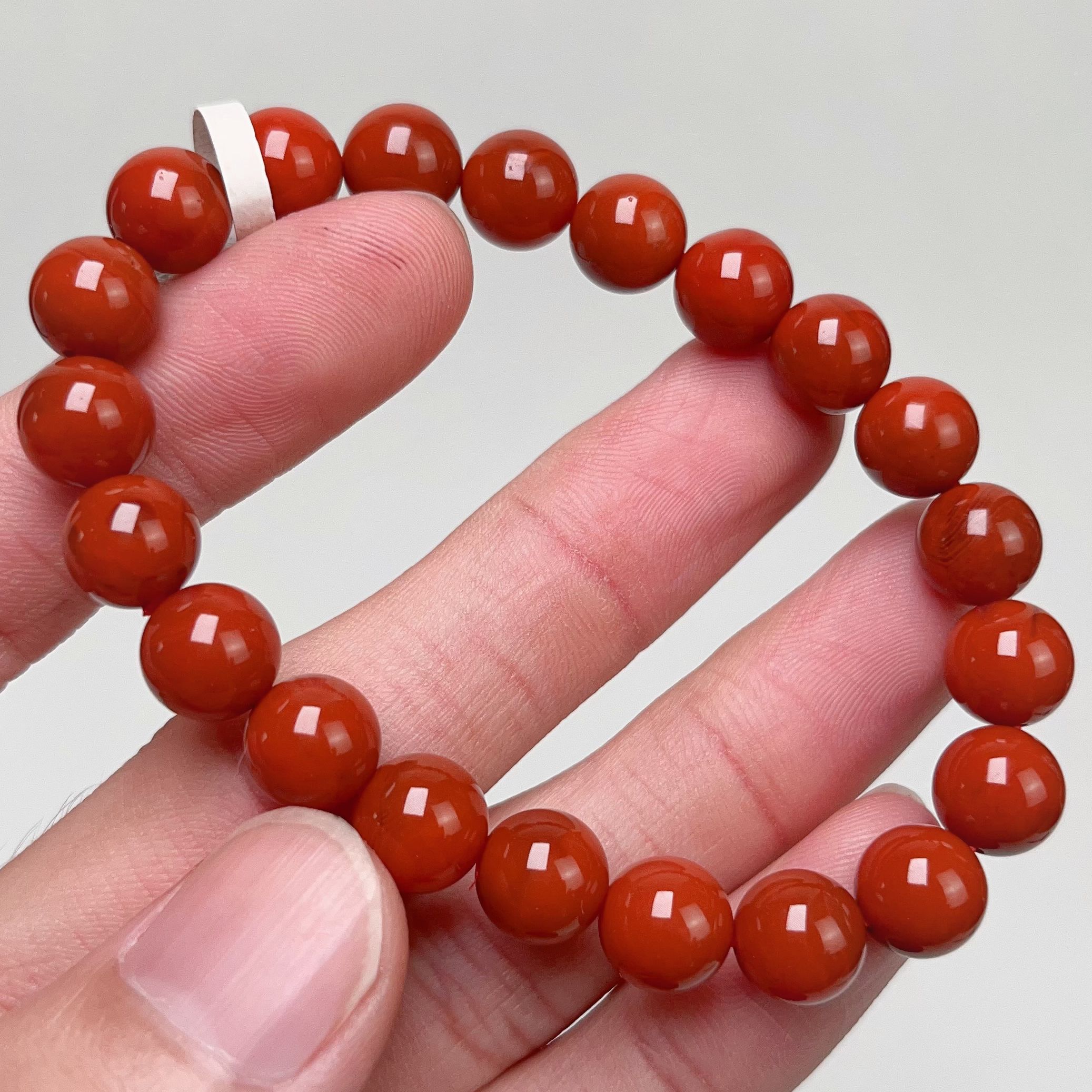 405C27凉山瓦西料南红满色满肉柿子红单圈手串