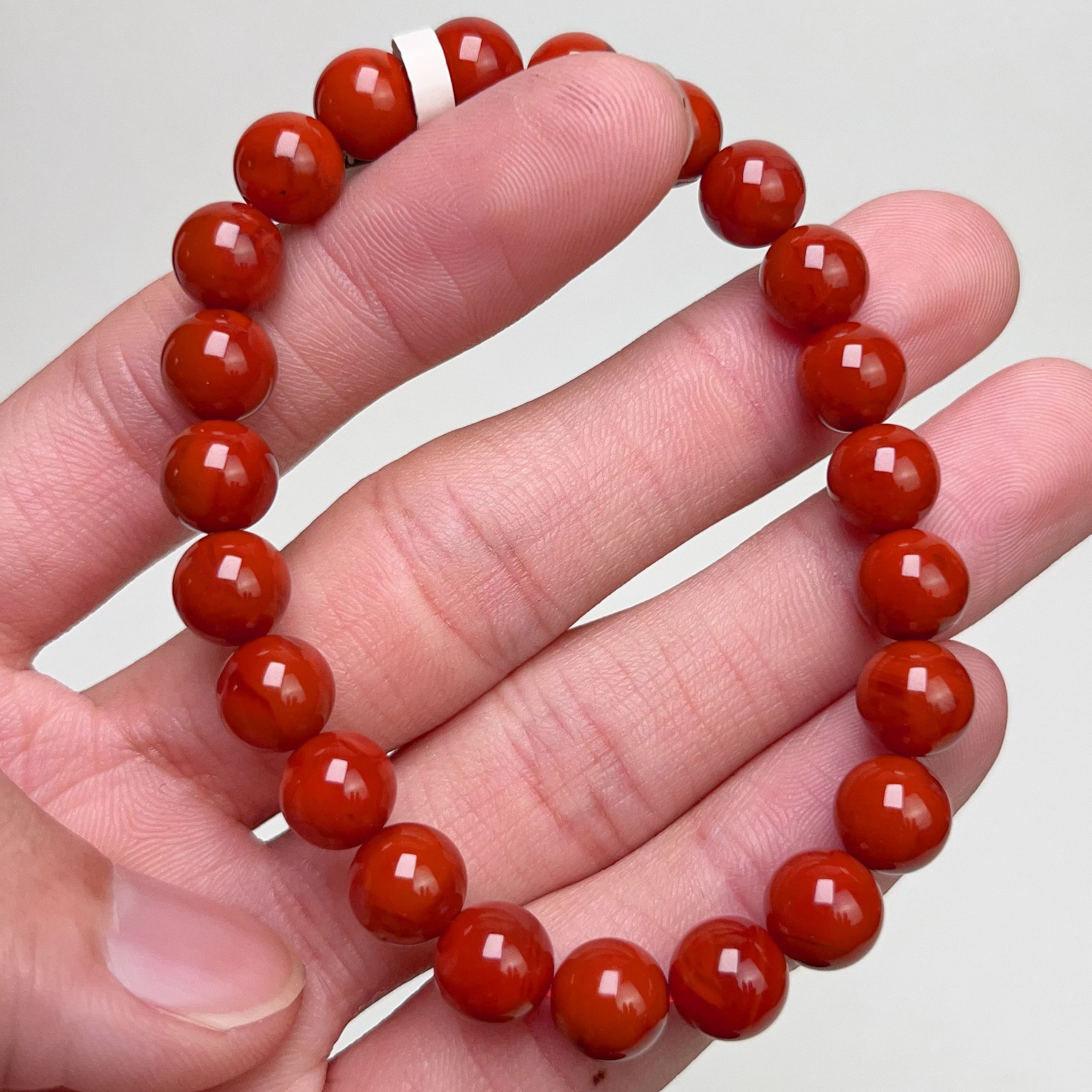 658C11凉山瓦西料南红柿子锦红单圈手串