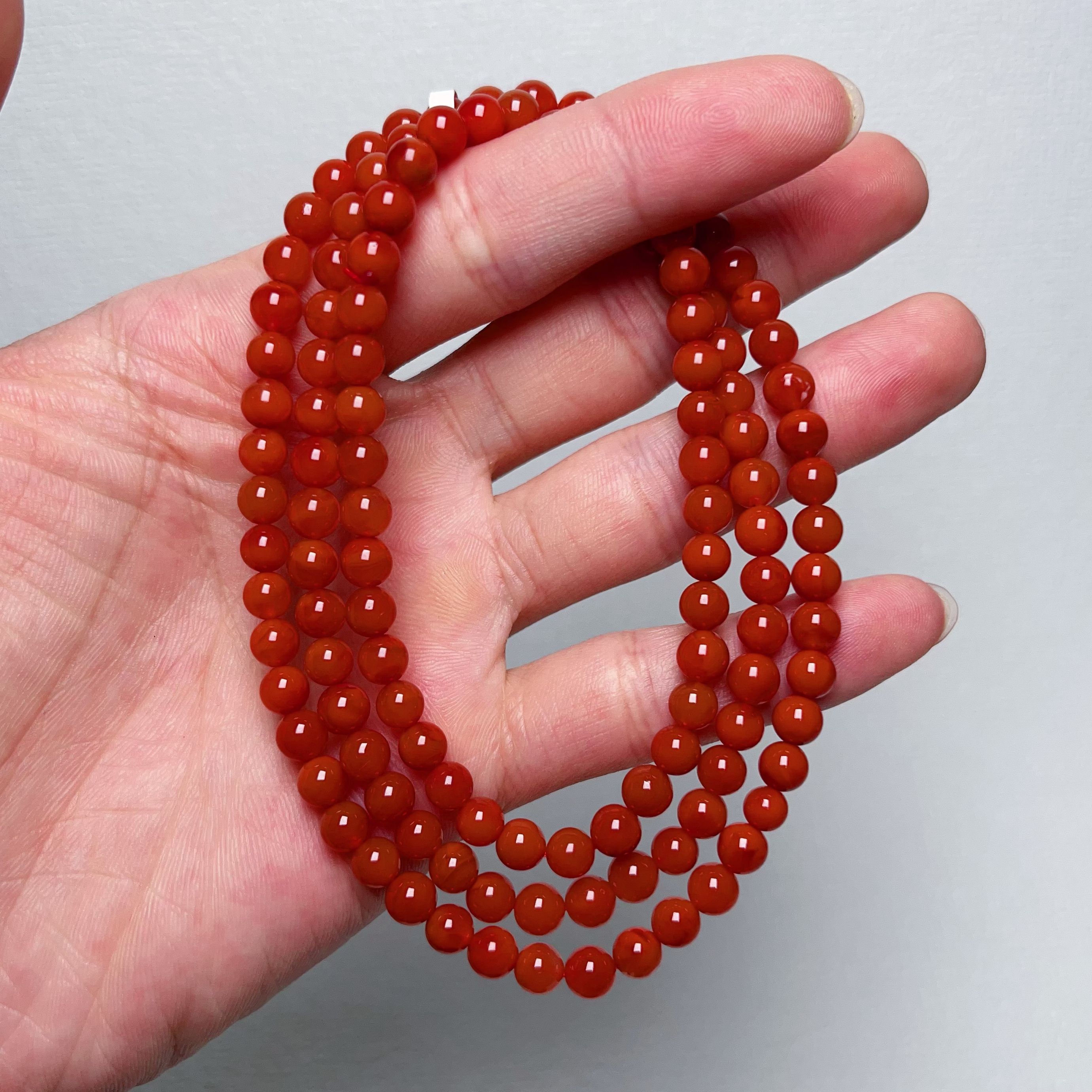 238A12凉山瓦西料南红玉化柿子锦红多圈手串项链