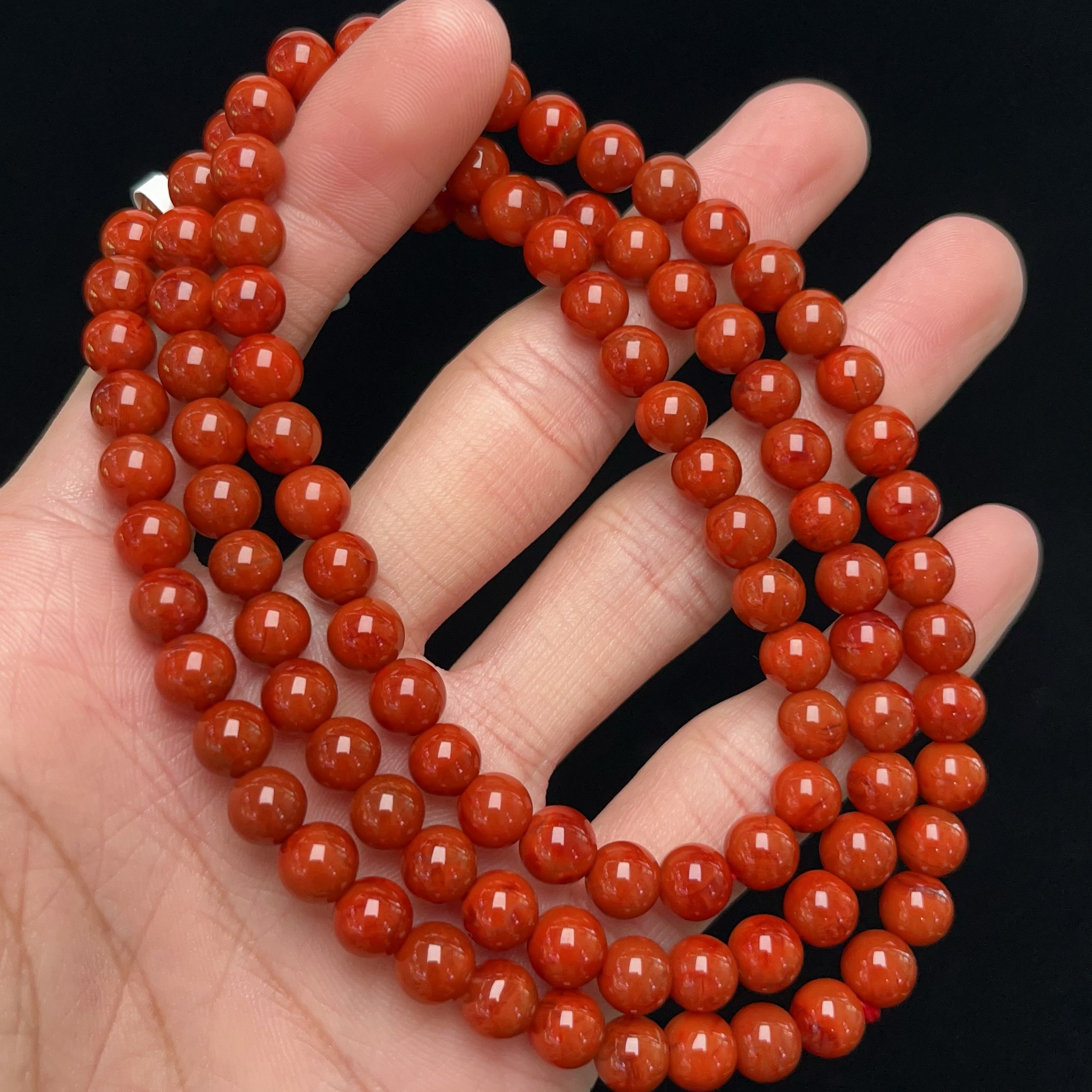 657C73凉山瓦西料南红柿子锦火焰多圈手串