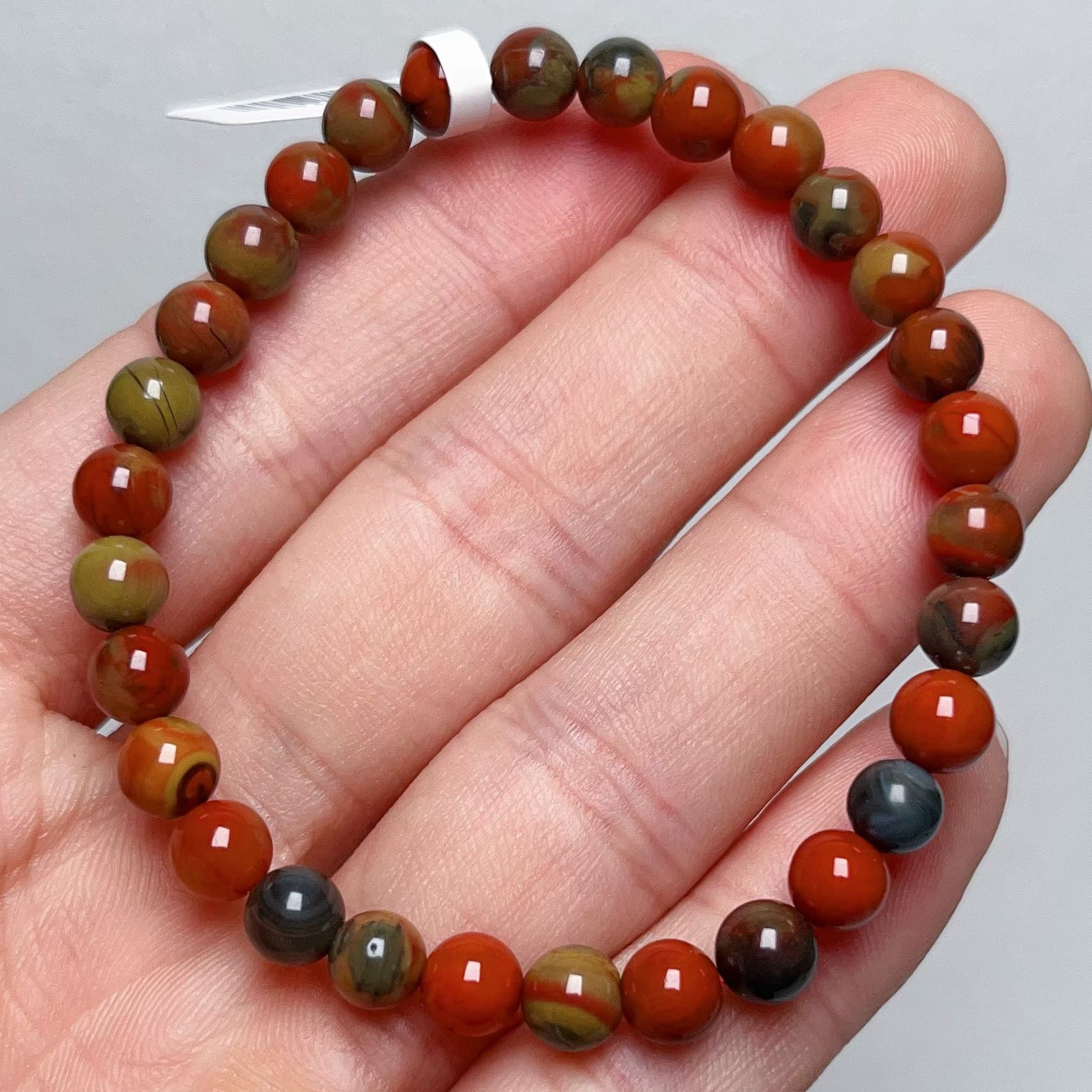 393A01大山包南红三彩包浆单圈手串