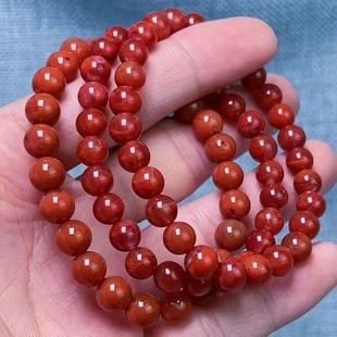 056C53凉山瓦西料南红柿子锦火焰单圈手串多样性发其一
