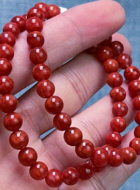 01C49凉山瓦西料南红火焰单圈手串多样性发其一