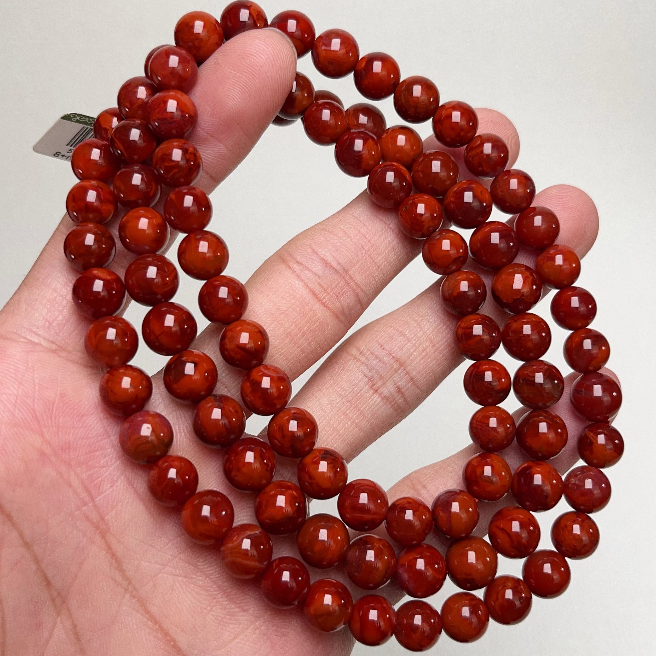 1809C54凉山瓦西料南红牛血红火焰多圈手串项链