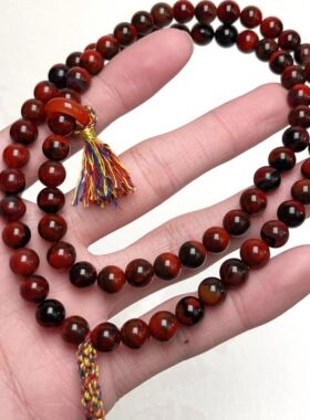 02A157大山包包浆南红三彩包浆diy多圈手串