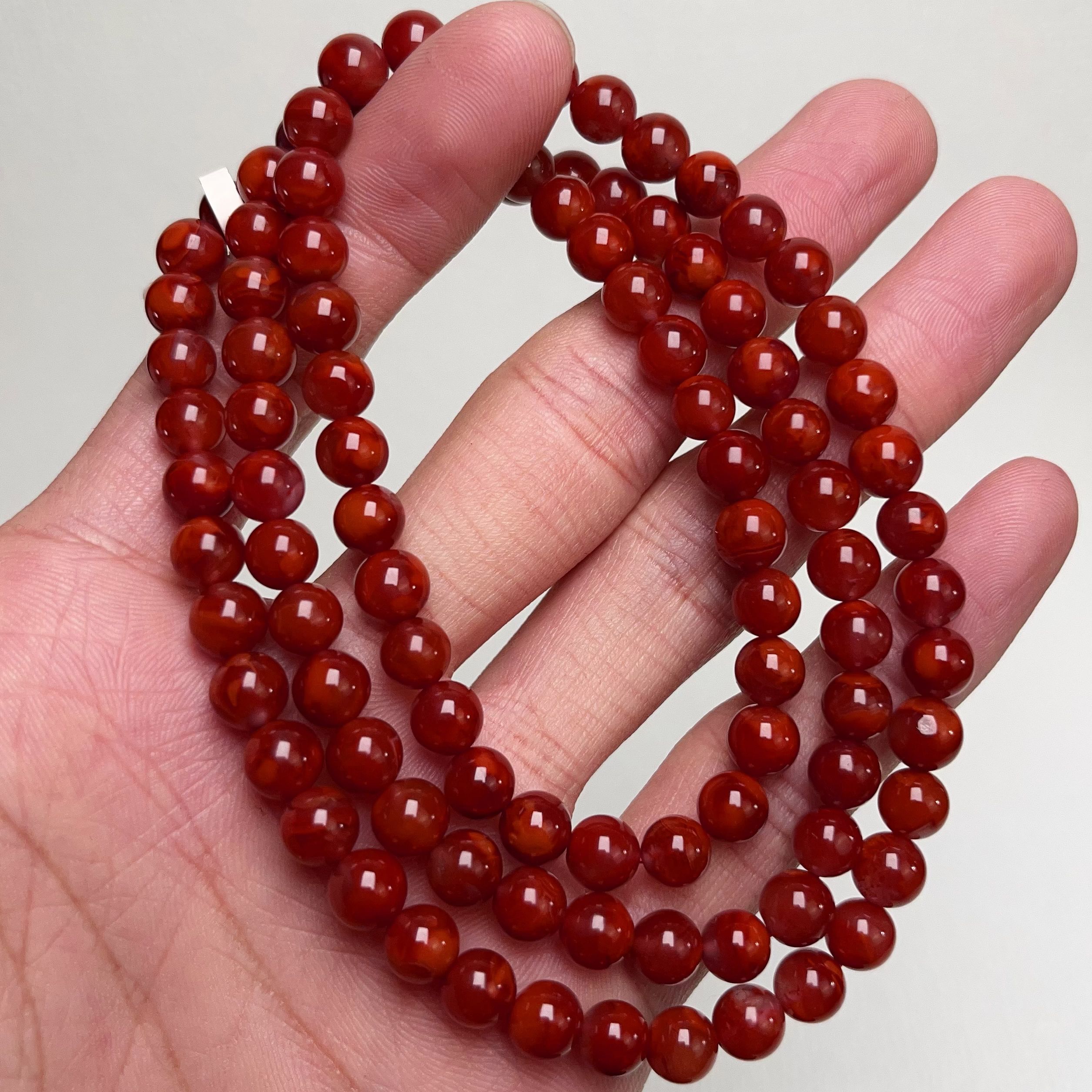 298A11凉山瓦西料南红柿子玫锦红多圈手串项链