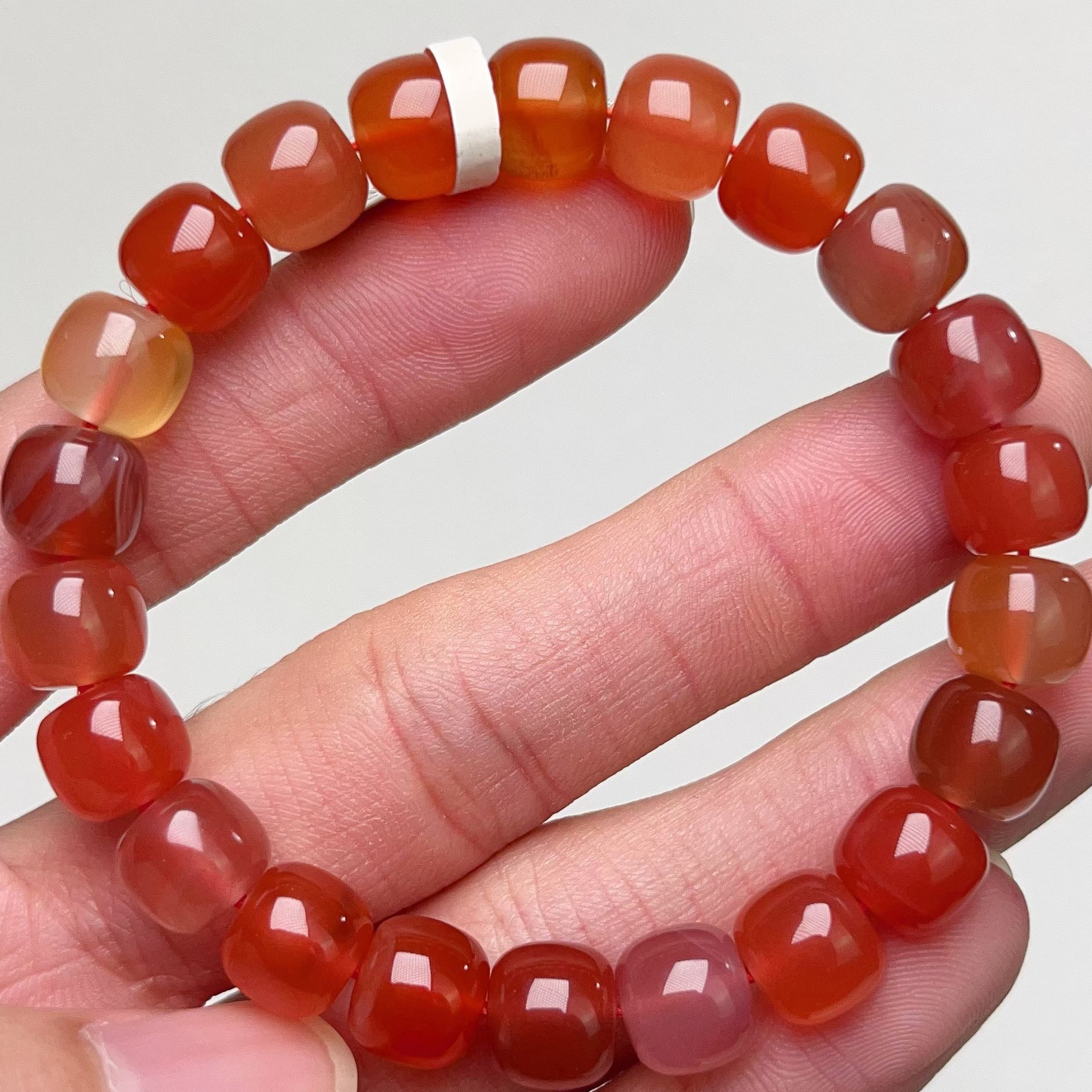 337C12保山料南红保山冰红马卡龙老型单圈手串多样性发其一