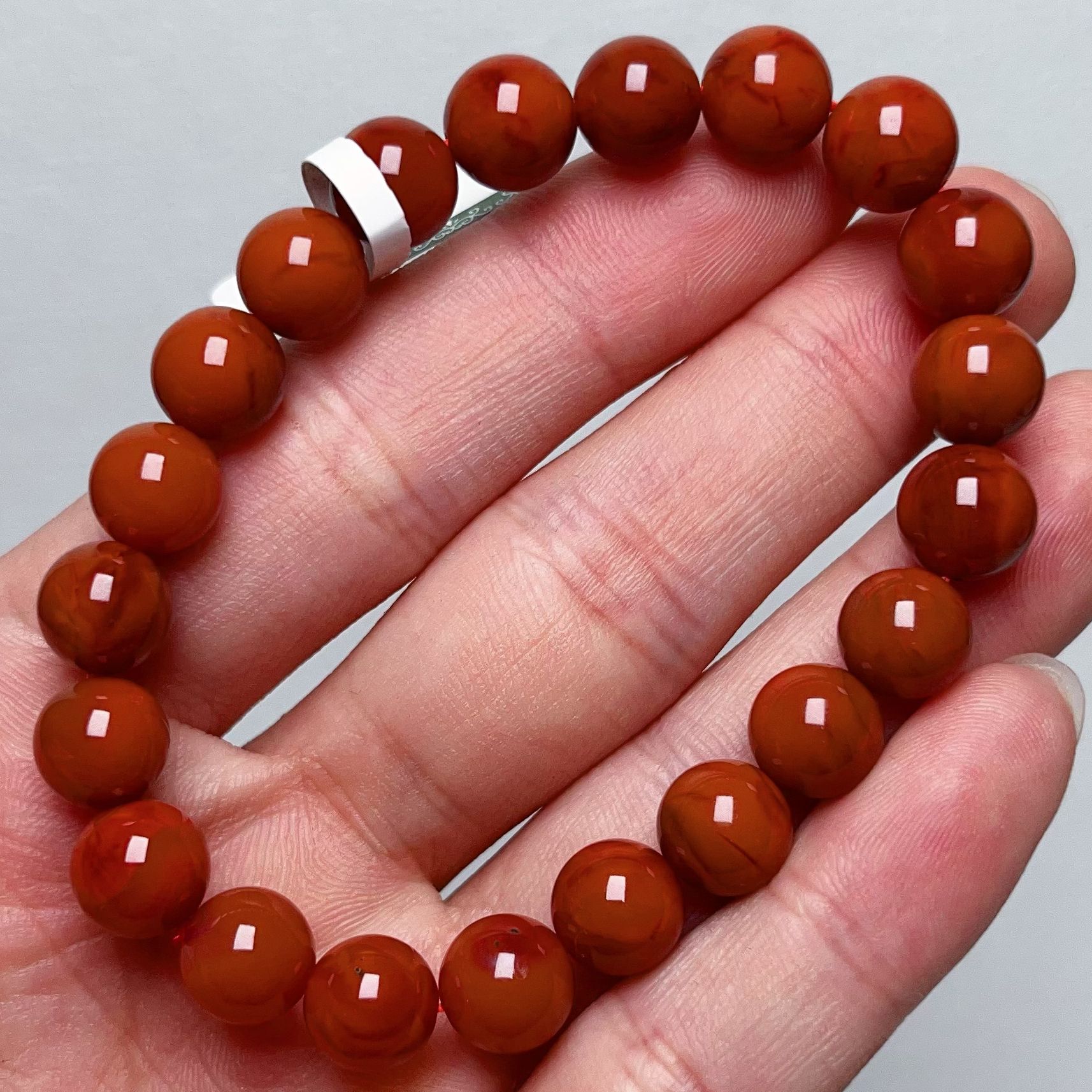 309C27凉山瓦西料南红柿子锦火焰单圈手串