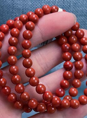 02A152凉山瓦西料南红正色柿子红单圈手串多样性发其一