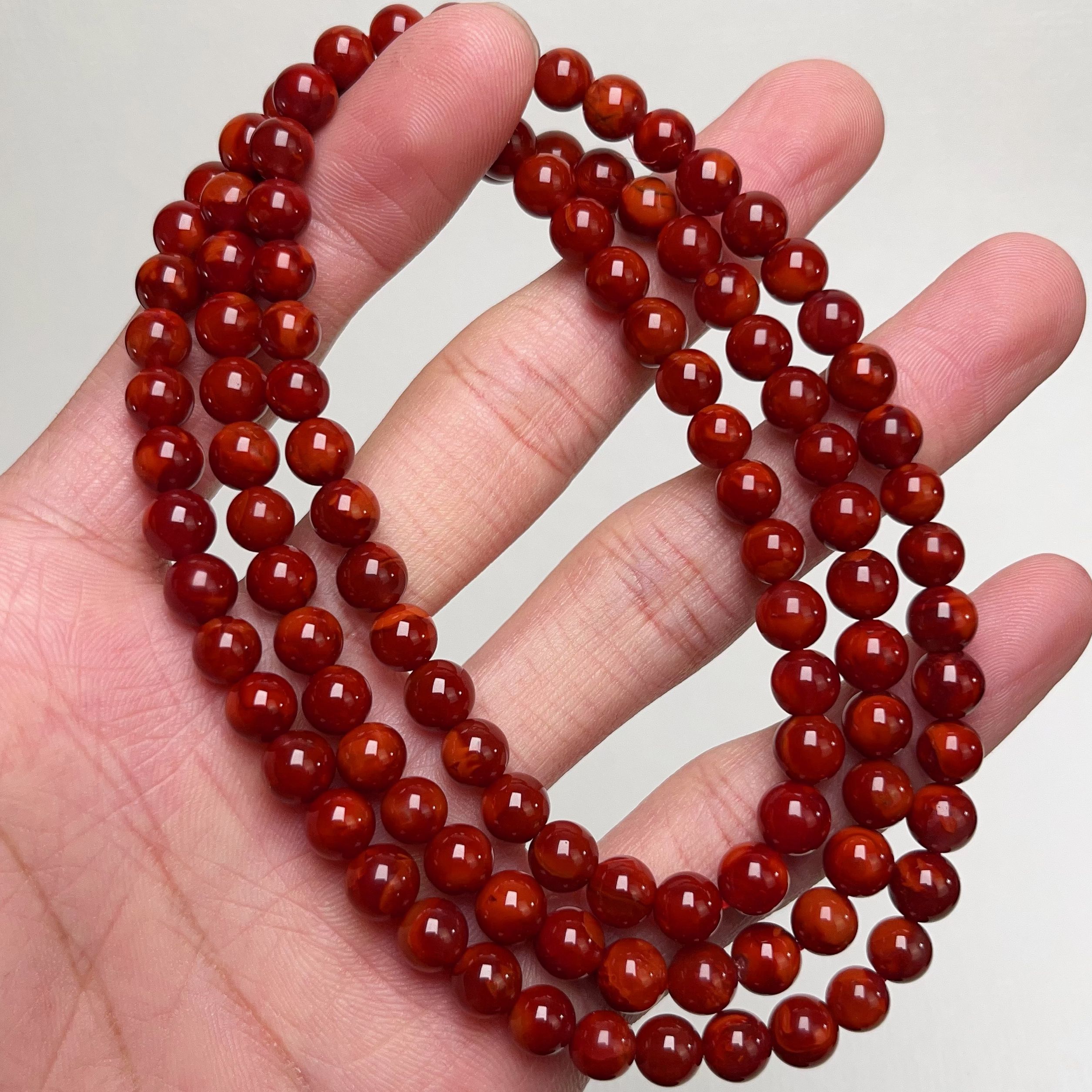 1159A13凉山瓦西料南红牛血锦红多圈手串项链