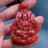 05Z01保山料南红原矿高品质高玉化柿子锦精工雕刻吊坠