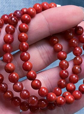 043C49凉山瓦西料南红柿子火焰单圈手串多样性发其一