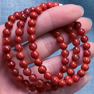 043C49凉山瓦西料南红柿子火焰单圈手串多样性发其一