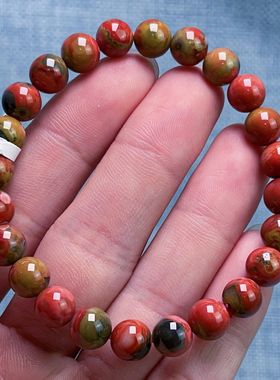 158F104大山包包浆南红三彩包浆单圈手串