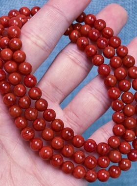 458C08凉山瓦西料南红柿子锦火焰多圈手串