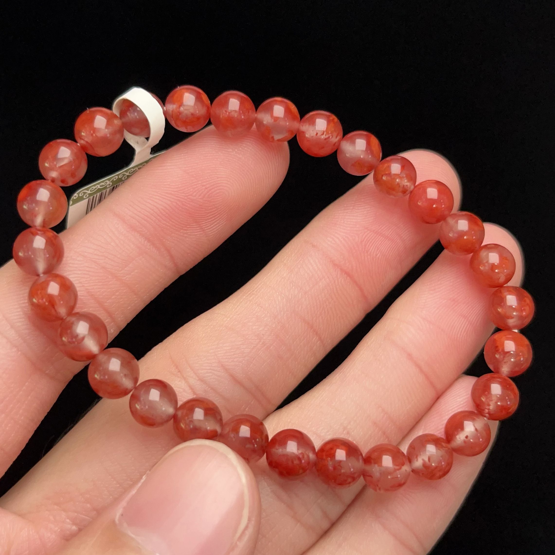 021C33天然凉山高品质南红意境冰飘花小米单圈手串