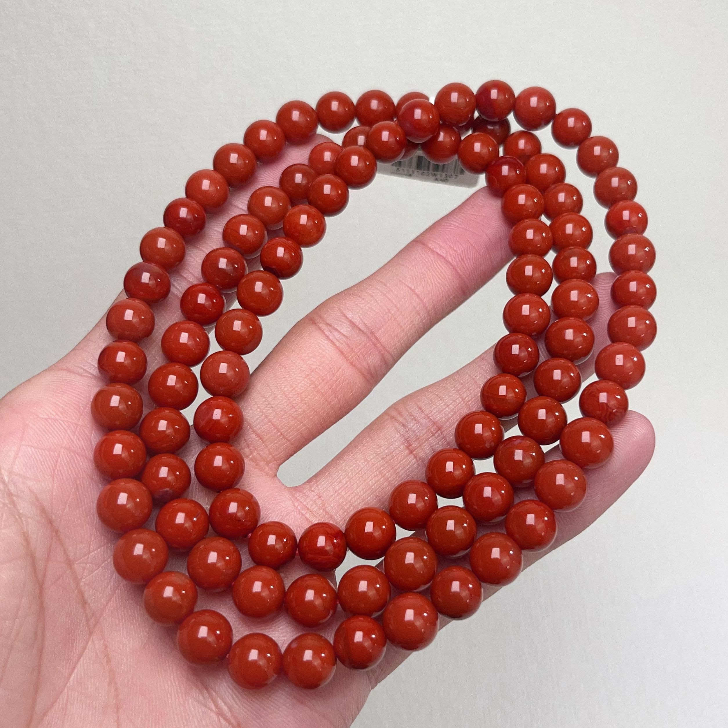 1307A40凉山瓦西料南红柿子锦红多圈手串项链